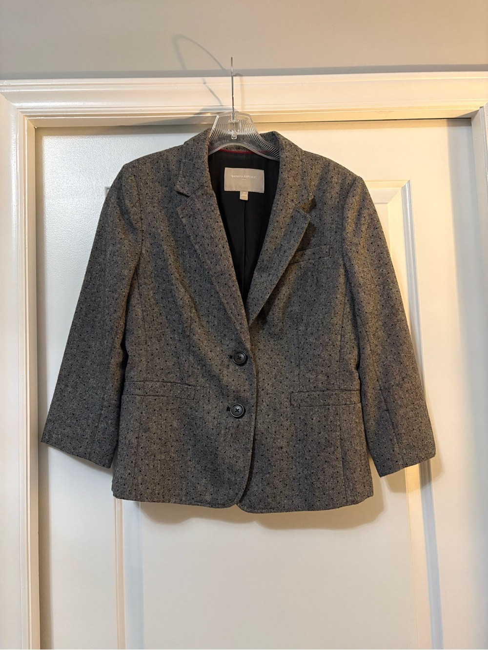 Banana Republic Gray Patterned Two-Button Blazer